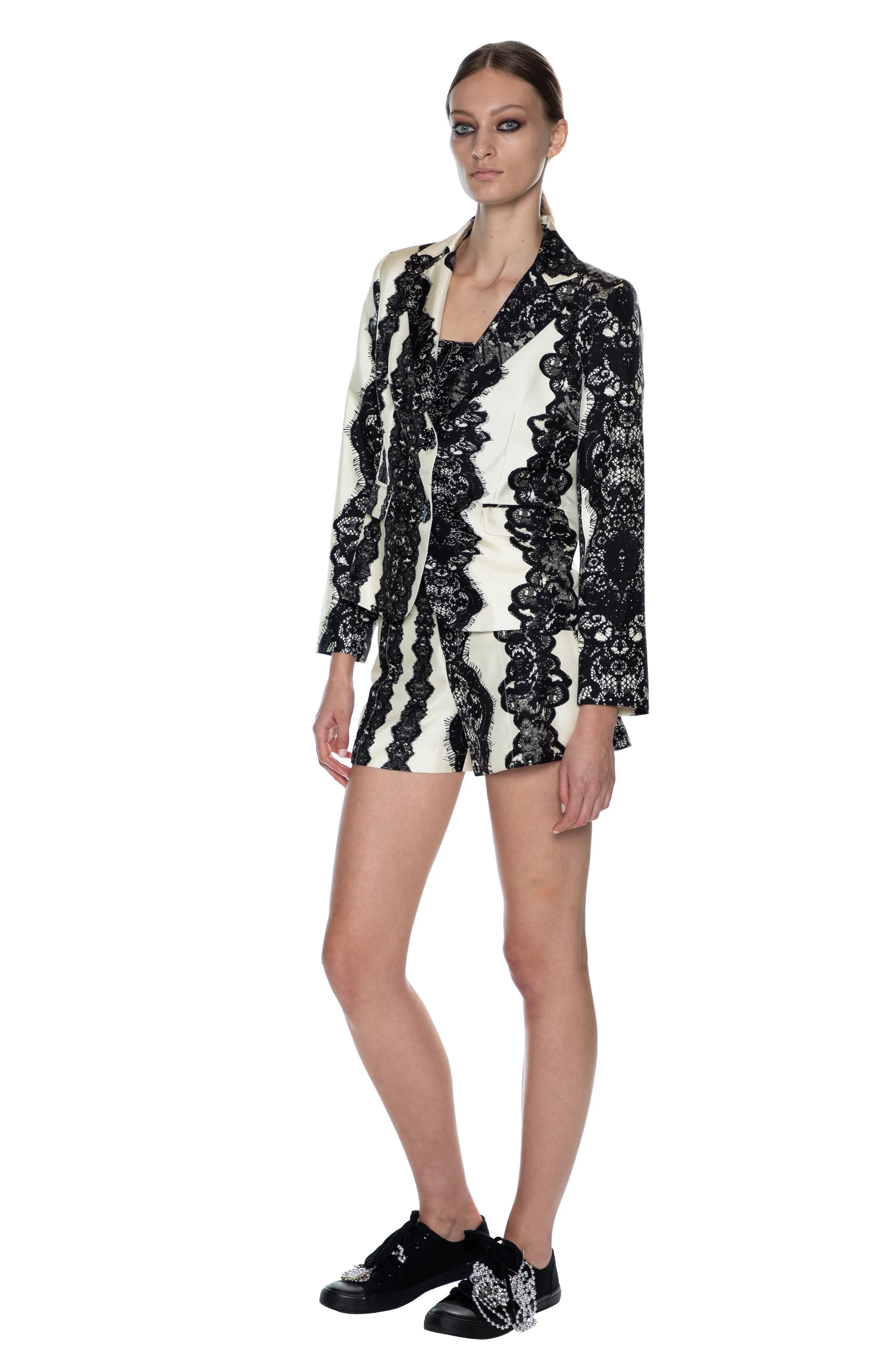 'VENETIAN LACE' L/S SHORT JACKET WITH CRYSTALS