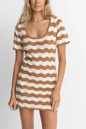 Venice Knit Mini Dress Cacao Stripe