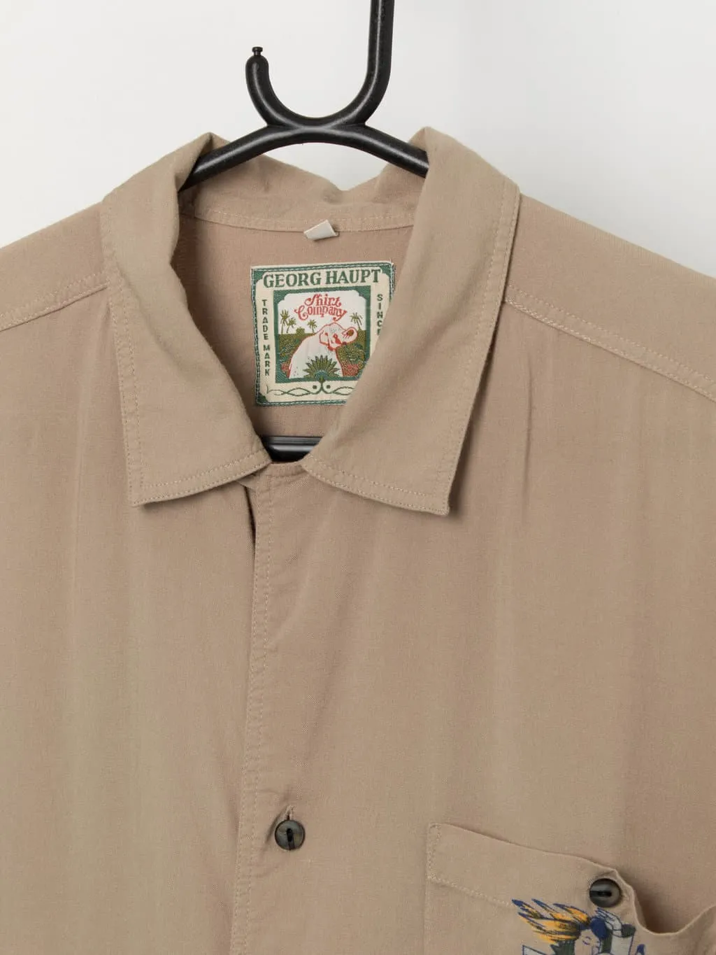 Vintage moped graphic shirt in khaki green – XL