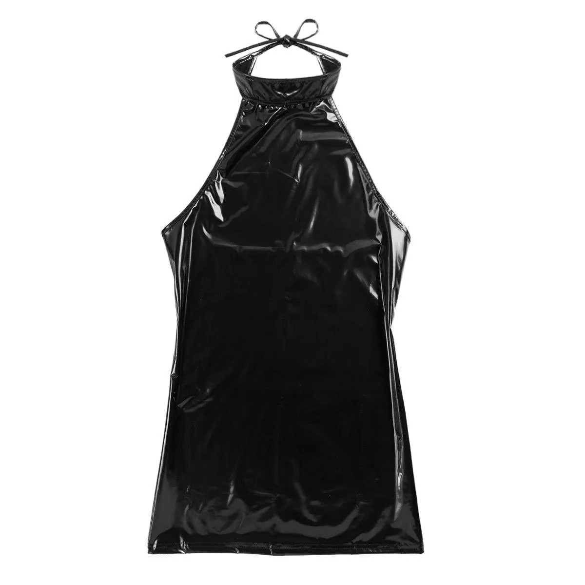 Wetlook Mini Dress Sexy Patent Leather Skinny Dress