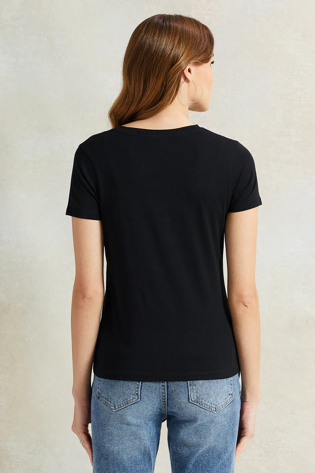 Women Black Graphic Print T-Shirt