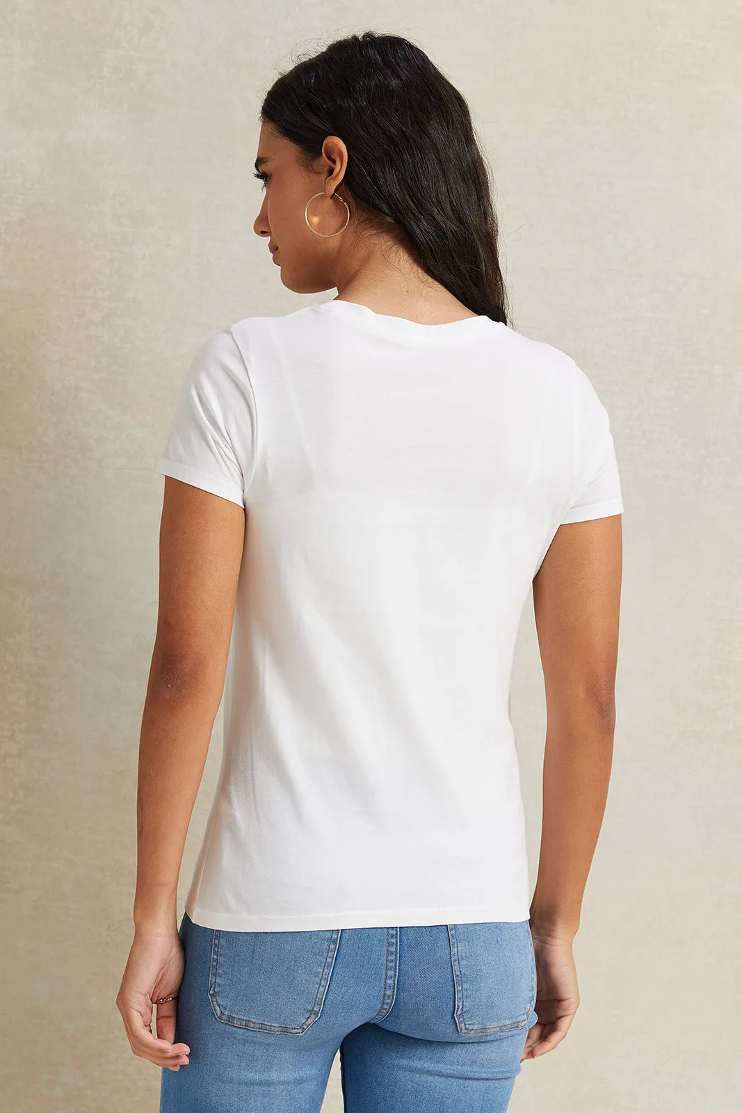 Women White Graphic T-Shirt