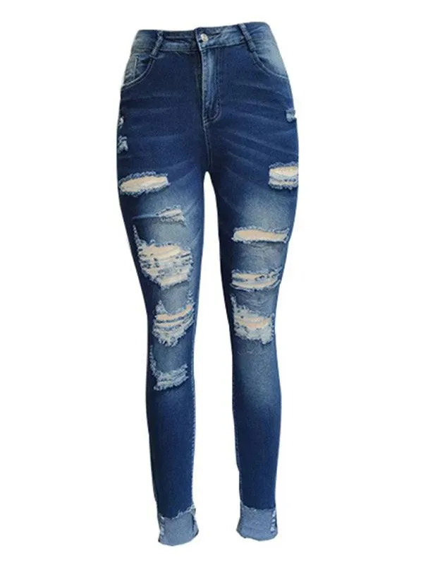 Women's Distressed Skinny Jeans - Lined