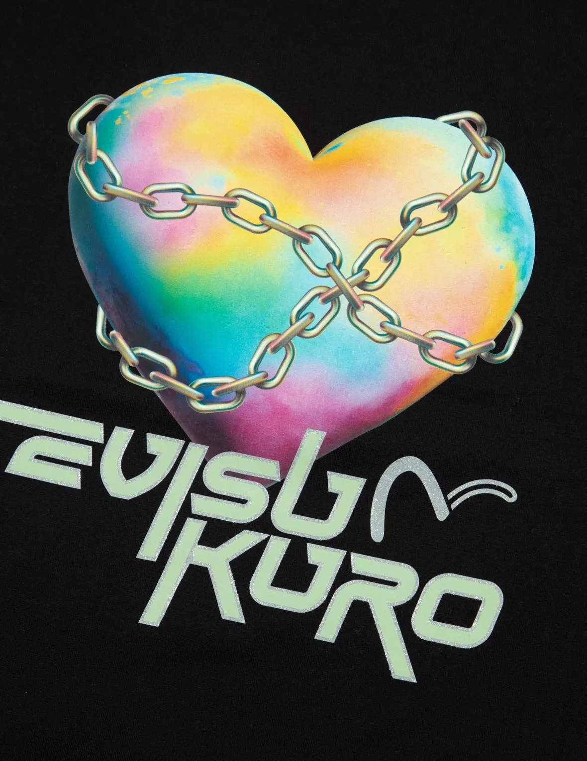 Y2K Holographic Heart-Shaped Earth Print Loose Fit T-shirt