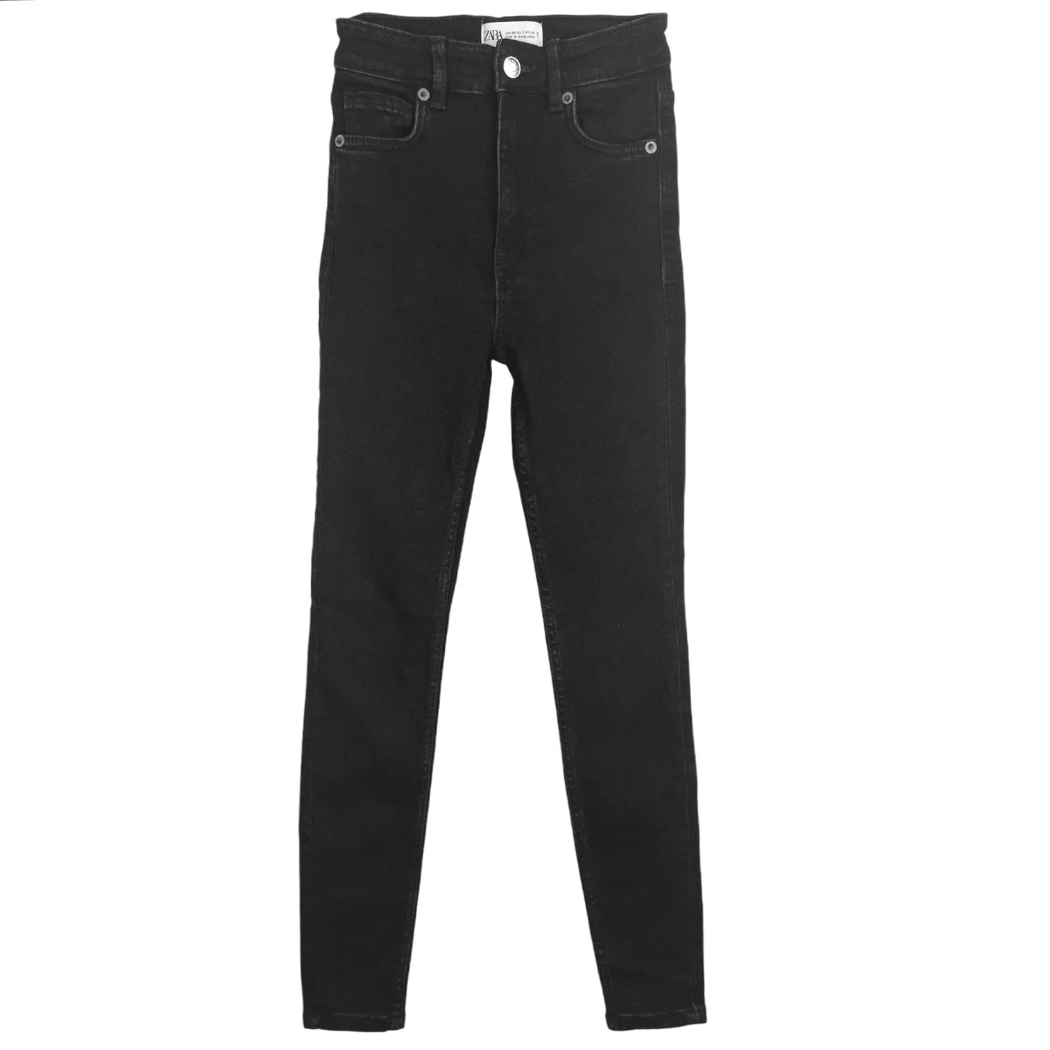 Zara Black Denim High Rise Slim Fit Skinny Leg Super Stretch Ankle Pants Jeans 2