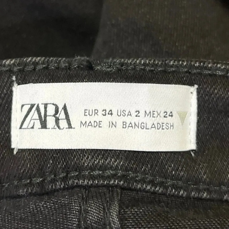 Zara Black Denim High Rise Slim Fit Skinny Leg Super Stretch Ankle Pants Jeans 2